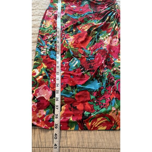Lauren Ralph Lauren Faux Wrap Dress Sz 6 Floral Stretch Vibrant Jersey Ruched - Picture 11 of 12